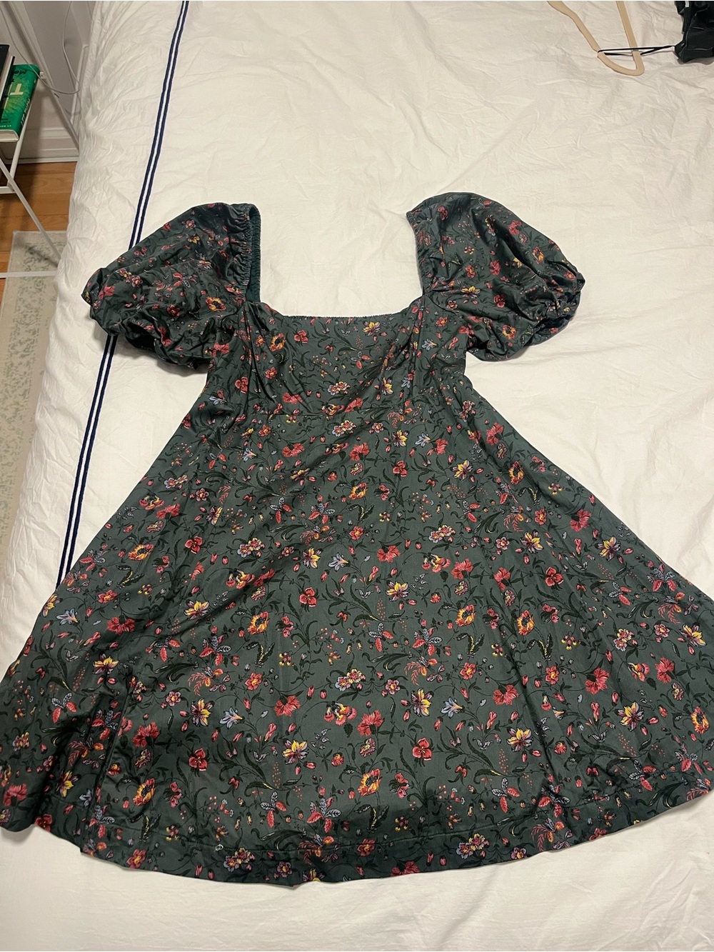Hill House Home The Matilda Mini Dress in Bottle Green Fleur Chintz